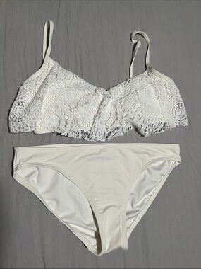 MICHAEL Michael Kors White Lace Bralette with Matching Bikini Brief